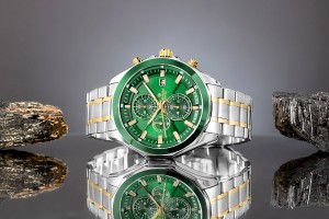Zegarek Męski Giewont Chronograph Sapphire Srebrno Zielony GW7290-B7