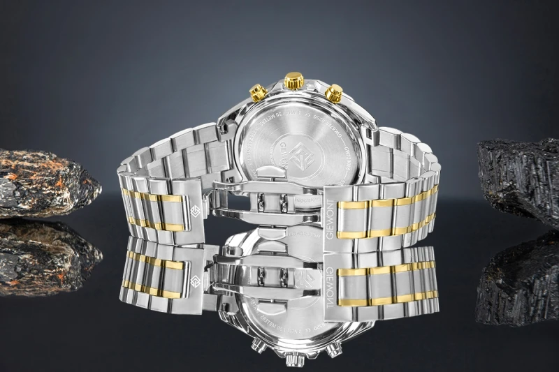 Zegarek Męski Giewont Chronograph Sapphire Srebrno Zielony GW7290-B7