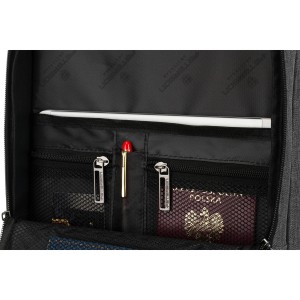 Podróżny plecak z poliestru w szarym kolorze, wyposażony w dopinany pasek - Peterson