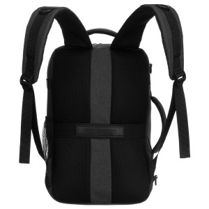 Plecak podróżny Peterson szary – tył z oddychającą siatką 3D Mesh i regulowanymi szelkami