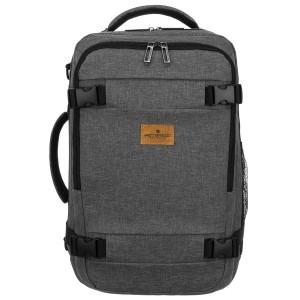 Podróżny plecak z poliestru w szarym kolorze, wyposażony w dopinany pasek - Peterson