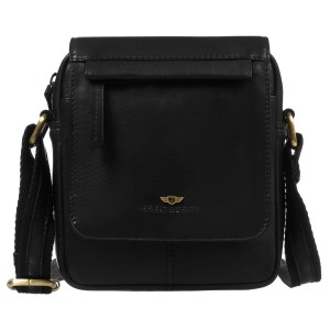 Skórzana, czarna torba męska na ramię zamykana suwakiem i klipsem magnetycznym - Peterson