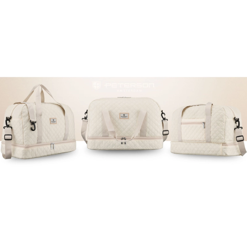 Sportowa, treningowa torba w beżowym kolorze wykonana z poliestru - Peterson