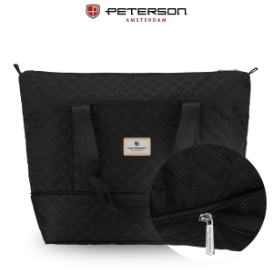 Sportowa torba treningowa Peterson w kolorze czarnym z praktycznymi kieszeniami z przodu, lekka i pojemna