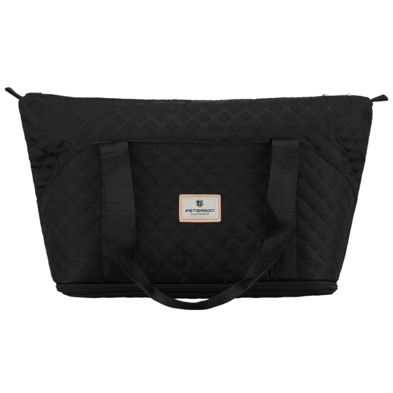 Czarna, treningowa torba wykonana z poliestru, jednokomorowa - Peterson