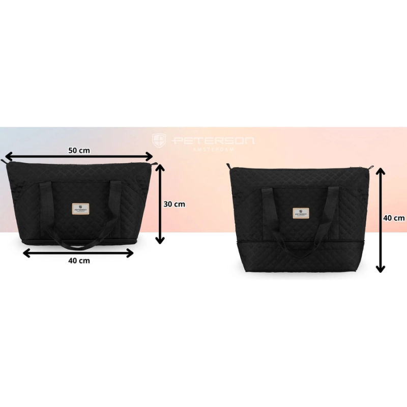 Czarna, treningowa torba wykonana z poliestru, jednokomorowa - Peterson