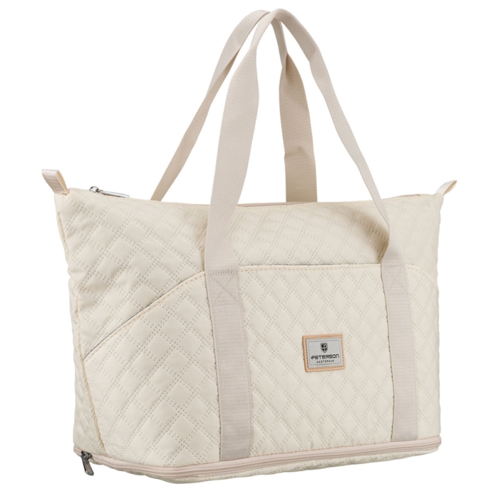 Beżowa torba treningowa Peterson jednokomorowa widok z przodu