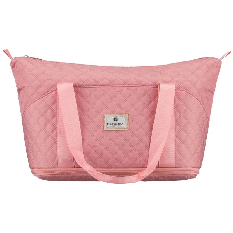 Treningowa torba wykonana z poliestru w różowym kolorze, zawieszona na wygodnych uchwytach - Peterson