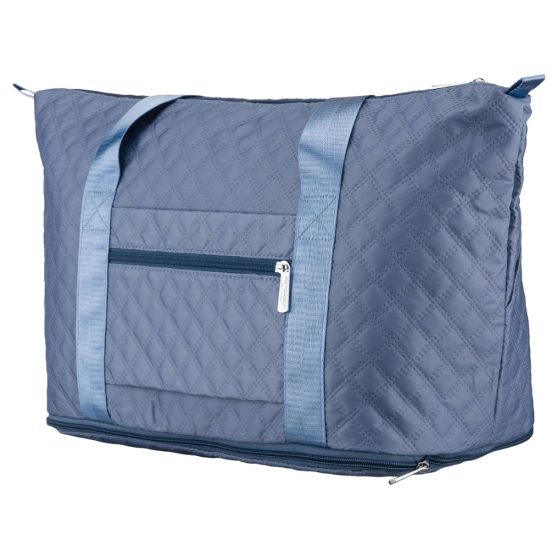 Treningowa torba wykonana z poliestru w niebieskim kolorze, wyposażona w uchwyt na walizkę - Peterson