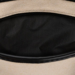 Beżowo-czarna kosmetyczka z tkaniny syntetycznej wyposażona w uchwyty, zamykana suwakiem - Peterson