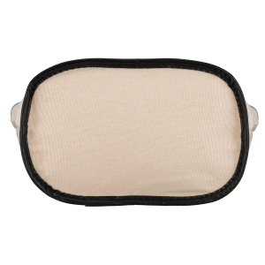 Beżowo-czarna kosmetyczka z tkaniny syntetycznej wyposażona w uchwyty, zamykana suwakiem - Peterson