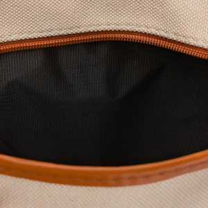 Beżowo-brązowa kosmetyczka z tkaniny syntetycznej zamykana suwakiem - Peterson