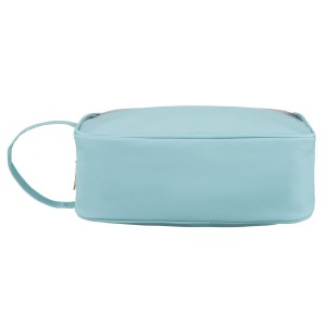 Niebieska kosmetyczka z tkaniny syntetycznej wyposażona w przezroczysty panel - Peterson