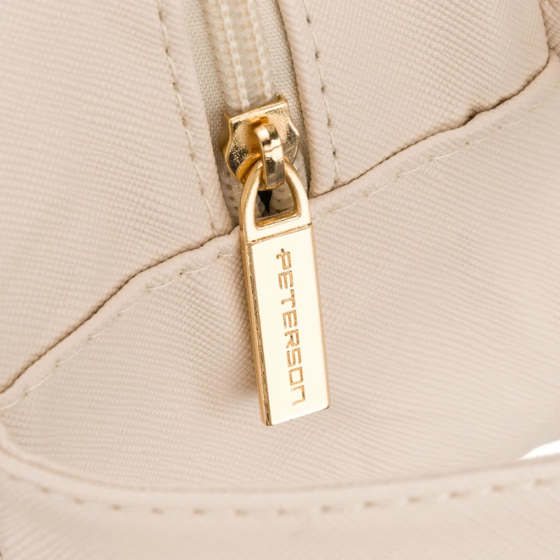 Kosmetyczka z tkaniny syntetycznej w beżowym kolorze wyposażona w przezroczysty panel - Peterson