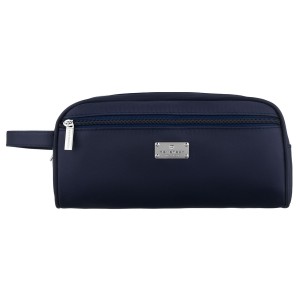 Granatowa kosmetyczka z tkaniny syntetycznej, jednokomorowa i zamykana suwakiem - Peterson