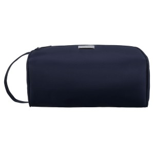 Granatowa kosmetyczka z tkaniny syntetycznej, jednokomorowa i zamykana suwakiem - Peterson