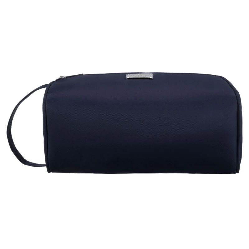 Granatowa kosmetyczka z tkaniny syntetycznej, jednokomorowa i zamykana suwakiem - Peterson