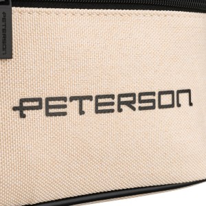 Beżowo-czarna kosmetyczka z tkaniny syntetycznej, jednokomorowa - Peterson