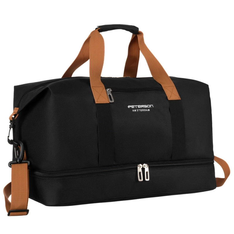Torba podróżna Peterson czarna z poliestru – widok z przodu