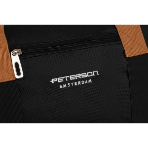 Torba podróżna z poliestru w czarnym kolorze z dopinanym paskiem na ramię - Peterson