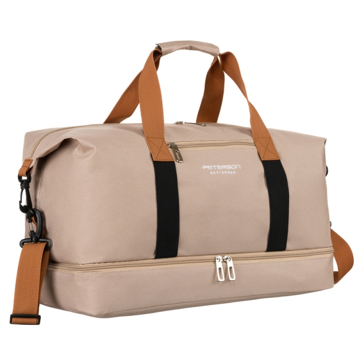 Torba podróżna Peterson beżowa z poliestru – widok z przodu