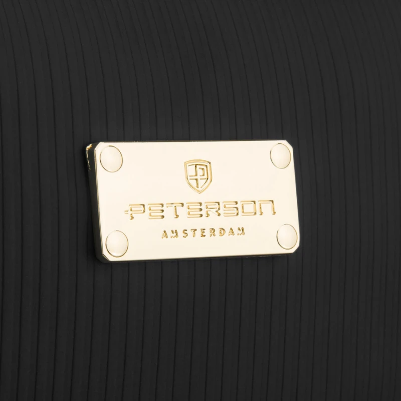 Czarna kosmetyczka z tkaniny syntetycznej wyposażona w cztery przegródki - Peterson