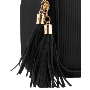 Czarna kosmetyczka z tkaniny syntetycznej wyposażona w cztery przegródki - Peterson