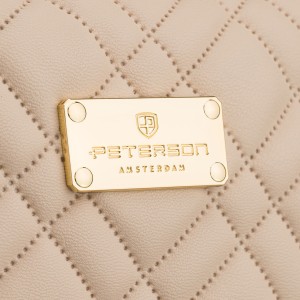 Jednokomorowa kosmetyczka z tkaniny syntetycznej w beżowym kolorze - Peterson