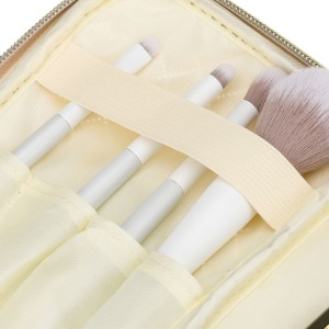 Jednokomorowa kosmetyczka z tkaniny syntetycznej w beżowym kolorze - Peterson