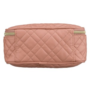 Jednokomorowa, różowa kosmetyczka z tkaniny syntetycznej z praktycznym uchwytem - Peterson