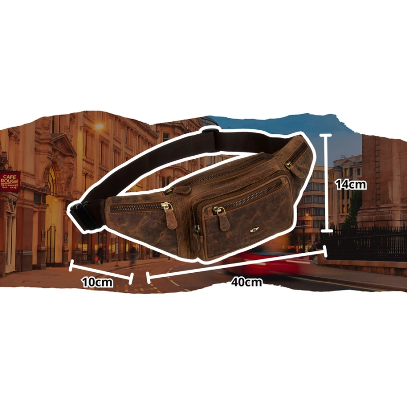 Skórzana, pojemna saszetka męska w brązowym kolorze - Peterson