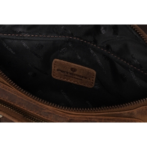 Skórzana, pojemna saszetka męska w brązowym kolorze - Peterson