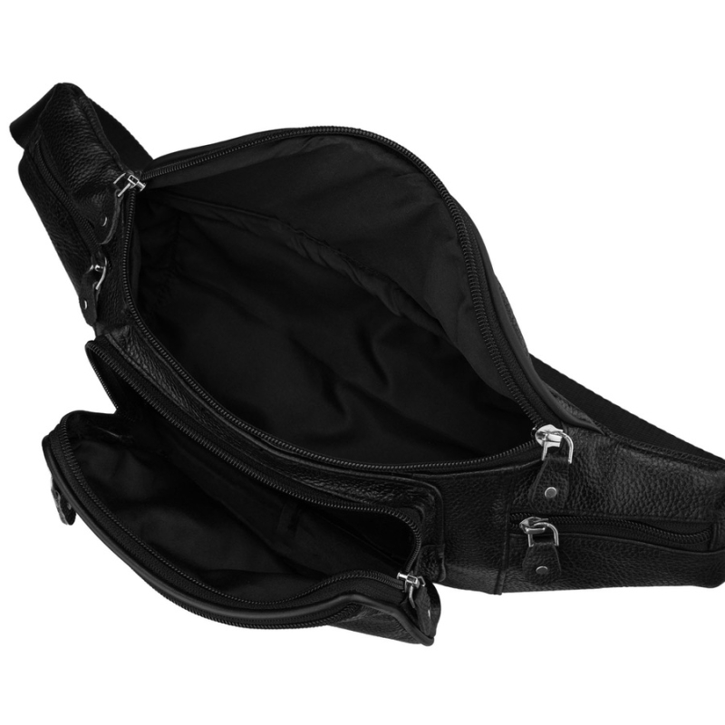 Wnętrze skórzanej saszetki męskiej Rovicky – jednokomorowa z kieszeniami