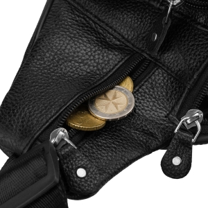 Czarna, skórzana saszetka męska zamykana na suwak, jednokomorowa - Rovicky