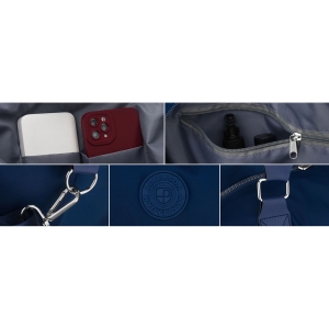 Sportowa torba treningowa z poliestru w granatowym kolorze, jednokomorowa - Peterson