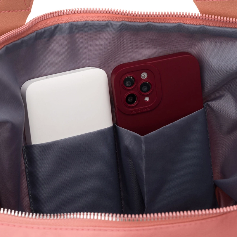 Różowa torba treningowa z poliestru, jednokomorowa i zamykana suwakiem - Peterson