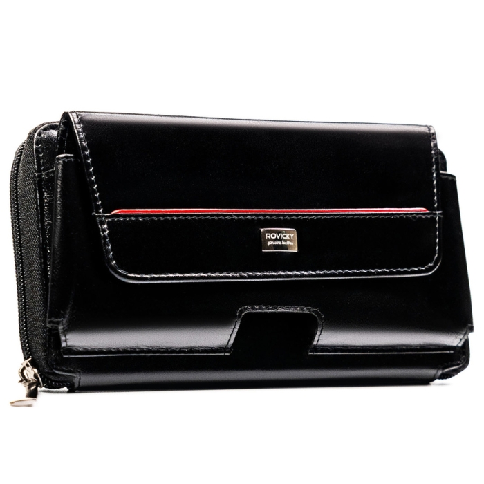 Czarna saszetka męska Rovicky z naturalnej skóry – elegancki design