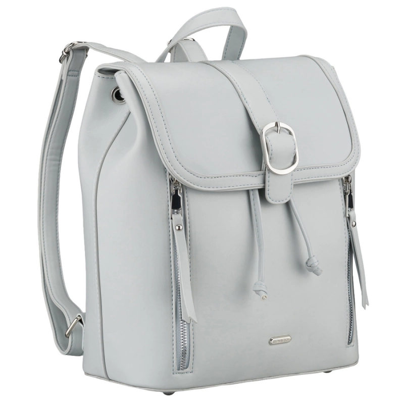 Plecak damski Rovicky szary – pojemny model miejski ze skóry ekologicznej