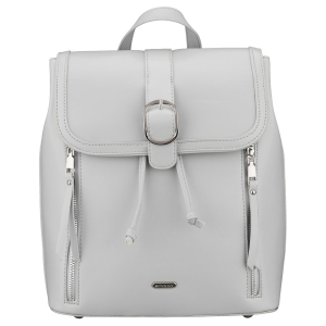 Szary plecak damski Rovicky ze skóry ekologicznej – widok z przodu