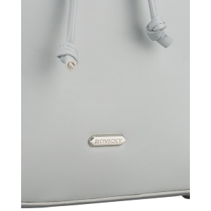 Elegancki plecak damski Rovicky szary – detal skóry ekologicznej