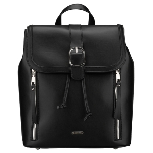 Plecak damski Rovicky czarny – widok z przodu, skóra ekologiczna