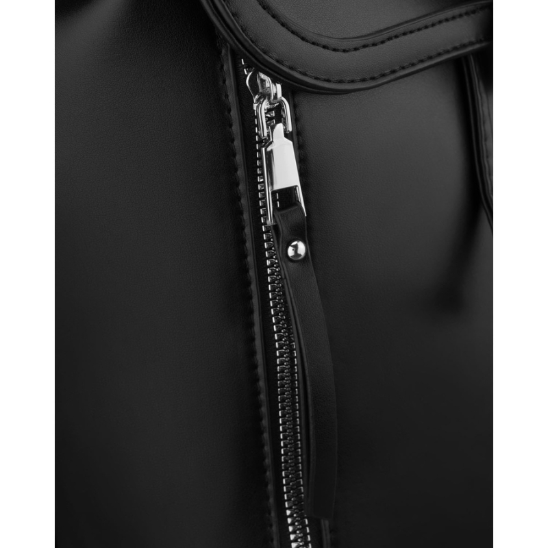 Czarny plecak damski Rovicky – kieszenie przednie na suwak