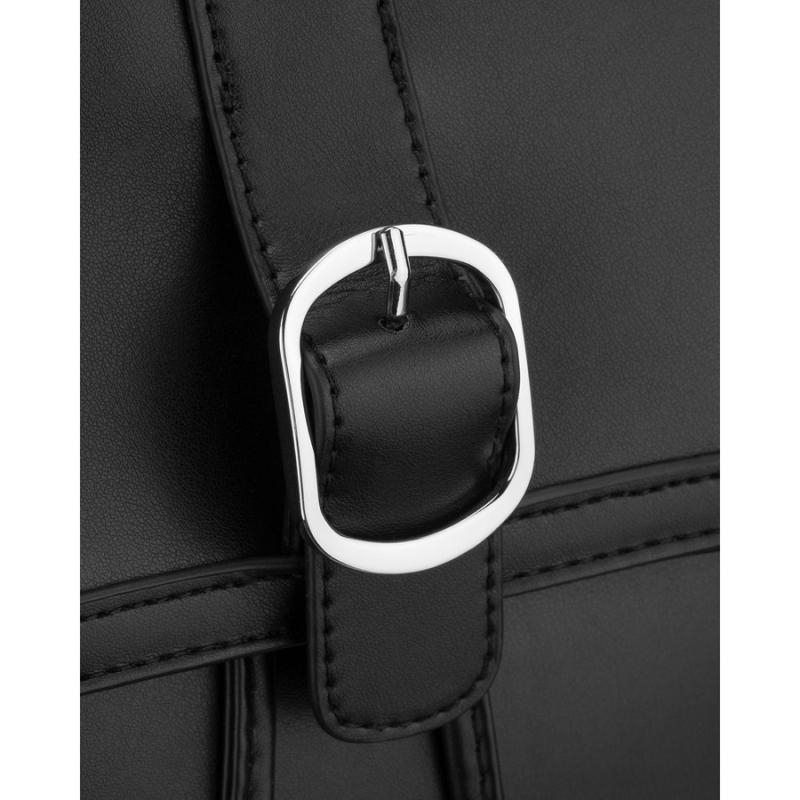 Czarny plecak damski Rovicky – widok z tyłu z regulowanymi szelkami