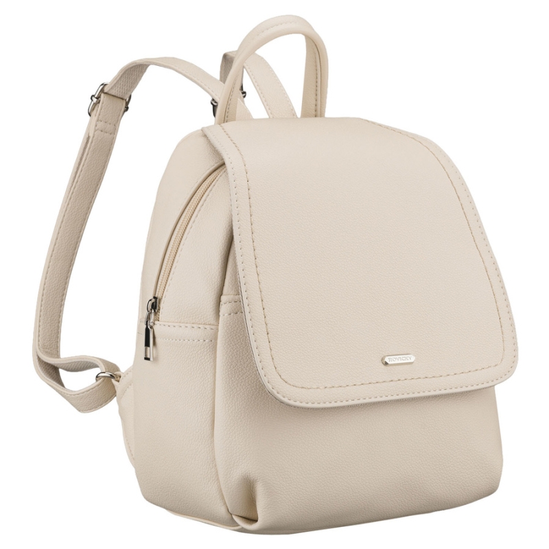Jasnobeżowy plecak damski Rovicky ze skóry ekologicznej – widok z przodu