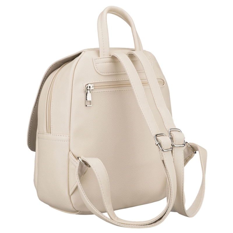 Stylowy plecak damski jasnobeżowy – widok z boku