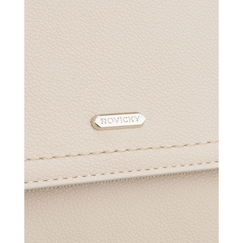 Miejski plecak damski ze skóry ekologicznej w jasnobeżowym kolorze - Rovicky