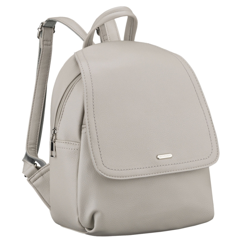 Szary plecak damski Rovicky ze skóry ekologicznej – elegancki plecak miejski