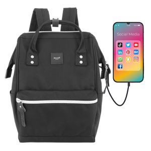 Czarny, praktyczny i pojemny plecak na laptopa z portem USB - Himawari