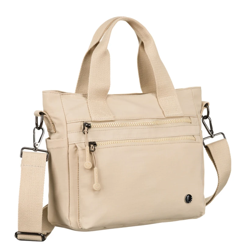 Beżowa shopperka damska Peterson z dopinanym paskiem – lekka torebka miejska | niua.pl 24h wysyłka, darmowa dostawa od 69 zł