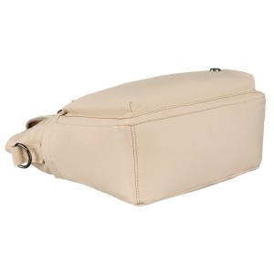 Niewielka shopperka damska z poliestru w beżowym kolorze z dopinanym paskiem - Peterson